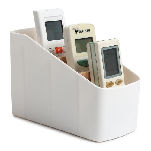 Image of GadgetBite Remote Holder Office Desk Organiser Pen Holder Multifunctional Storage Box Organizer With 4 Storing Compartments For Pen Pencil AC TV Remote Notes and Cards - White