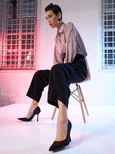 Image of Black Button Hem Darted Balloon Pants