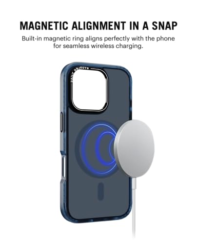 Image of DailyObjects Polycarbonate Nimbus Magnetic Protective Back Cover Compatible with iPhone 16 Pro |Camera & Body Protection | Scratch Resistant|Precise Cutouts & Modern Design|Wireless Charging Blue