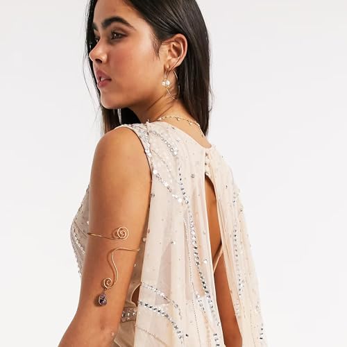 6 Pcs Arm Cuff Bracelet for Women Upper Arm Cuff Bangle Band Armlet Adjustable Armband Set2