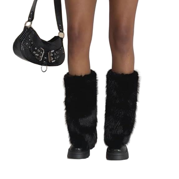 wfljl Faux Fur Leg Warmers & Boot Covers | Cozy Fuzzy Boot Cuffs for Women 80s Dance Costume Accessories for Halloween Party & Cosplay