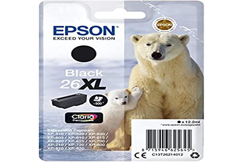 Cartouche Epson 26XL Ours Polaire d'encre noire XL haute capacité XP-600