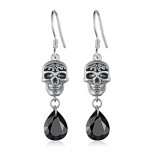 Boucles d'oreilles pendantes squelette anti-allergie argent