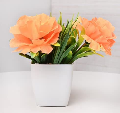 Image of Artificial Flower with Pots for Home Decoration Combo of 2PCs Artificial Forest Bonsai Plant with Plastic Pot for Office Items Desk Greenery Room Decor Plants Random Color Flower (Flower Pot)