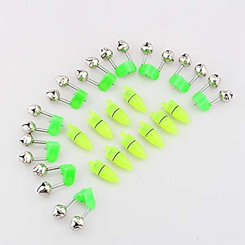 Fishing Bite Alarms Light, 10PCS Fishing Bells Night Fishing Accessory Rod Tip LED Light Clip Rod Twin Bells Ring Bite Lure Indicator Alarm Cover