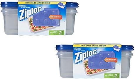 Ziploc Container Large Rectangle, 9 cup Containers - 2 ct (Pack of 2-4 total)