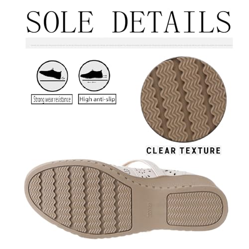 Women's Genuine Leather Mary Janes Wedge Heels Walking Shoes With Adjust Buckle Strap Fashion Breathable Hollow Out Closed Round Toe Platform Sandals Pumps for Party Work Dress Shoes4