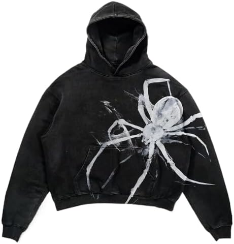 Obenie Halloween Y2K Hoodie Gothic Casual palm/spider Blast Print Pattern Skull Fashion Hoodie Men Harajuku Men Clothing