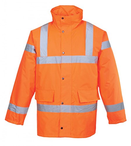 Image of Portwest Hi-Vis Traffic Jacket Viz Insulated Safety Visability Work Bomber Rain ANSI 3, Medium