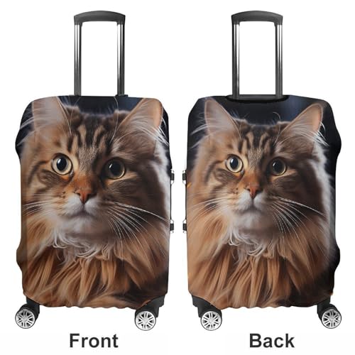 Luggage Cover Elastic Washable Suitcase Cover Dust-Proof Cat Hanging Christmas Lights Travel Luggage Cover Fashion Suitcase Protector Thickened Baggage Cover Fit 18-32 Inch Luggage S, white3