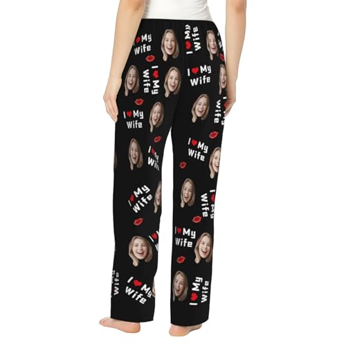 I Love My Wife Pajama Pants Personalized Pj Pants With Face Photo Custom Funny Long Pajama Pants Valentine's Day Gifts3