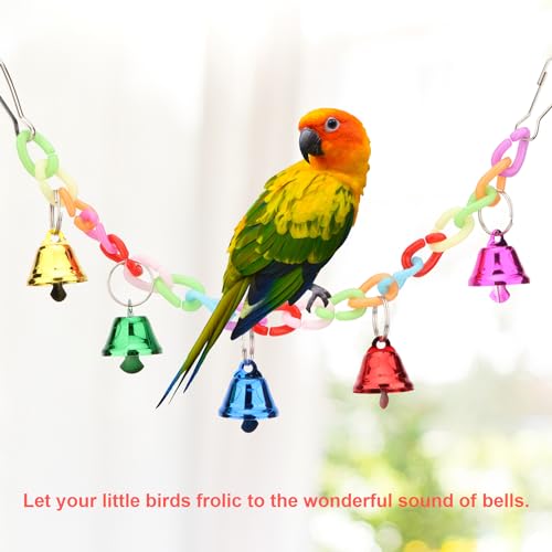 Image of Hypeety Parrot Chew Toys Swing Colorful Bells Chandelier Bird Hanging Toy Parrot Cage Craft Toys Cages African Grey Conure Cockatiel Swing Bell