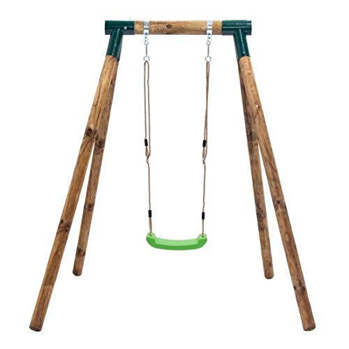 MASGAMES | Columpio de Madera Individual Kila | Asiento plástico Plano con...
