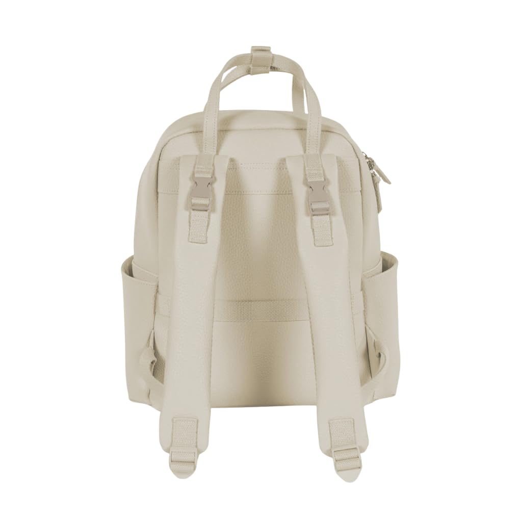 Zaino con fasciatoio passeggino nascita Modello ICON in simil pelle lavabile in lavatrice a 30° in varie colorazioni. Borsa fasciatoio nascita per passeggino (Crema)