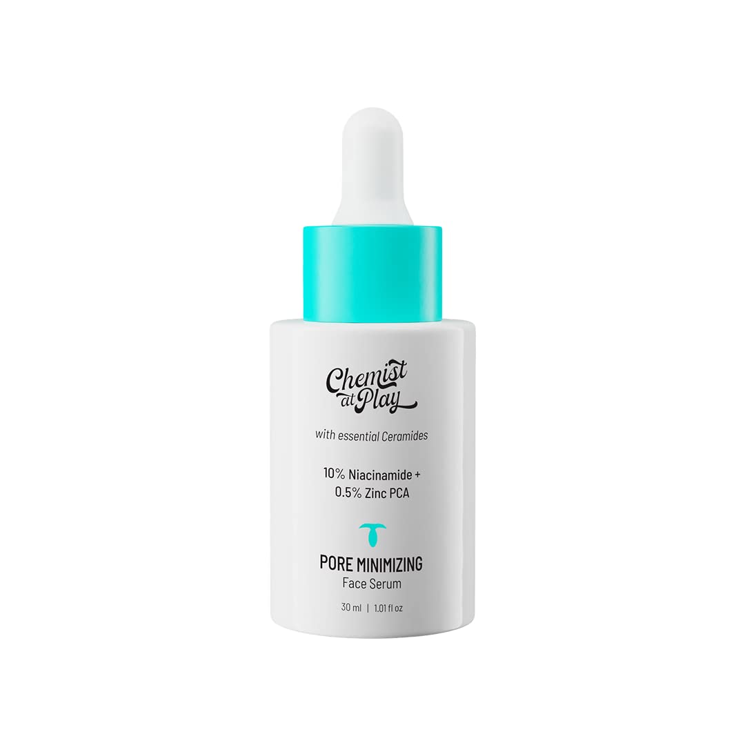Chemist at Play Pore Minimizing Face Serum with Ceramides | 10% Niacinamide and 0.5% Zinc PCA | For oily skin with visible pores, controls excess sebum and improves skin texture | 30ml