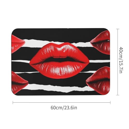 Tapis de bain super absorbant Red Lips séchage rapide et sécurité antidérapante optimale