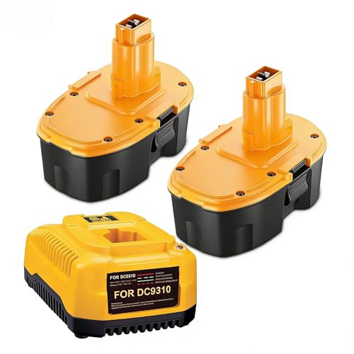 2Pack 5000mAh Replacement for Dewalt 18V Battery Ni-Mh Compatible with DC9098 DC9096 DC9099 DC970 DW9095 DW9096 DW9098 DW9099 DE9039 DE9096 with DC931 Ni-Cad Ni-Mh 18V Charger for Cordless Power Tools