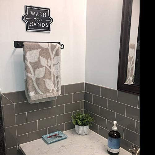 RTZEN Matte Black Hand Towel Holder for Bathroom - Handcrafted Farmhouse Wrought Iron Metal Kitchen Bar - Small Hand Towel Bar Hanger for Home or Office - Wall Mounted Rack Fits 10" Towels - Image 4