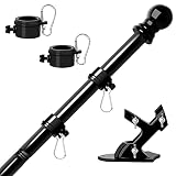RSOTC Black Flag Poles for Outdoor House Flag Pole Kit 5ft Tangle Free Stainless Steel Metal Flagpol