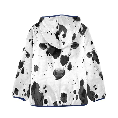Cute Cow Country Animal Toddler Fleece Jacket Girl Boys Hooded Fleece Jacket Coat Warm Outwear Zip-up 3-10T2