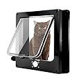 4 Way Locking Cat Flap Medium with Magnets, Extremely Durable, Easy Install Pet Door For Cats & Doggie, Silent Manual Pet Flap For Wall/Wooden/Upvc Door with Tunnel (Black,M)