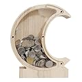 RoxNvm Salvadanaio Bambini, Salvadanaio In Legno Personalizzato, Visualizzazione Staccabile Porcellino Salvadanaio, Adatto per Regali Per Bambini e Decorazione Della Stanza（luna）