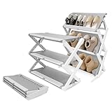 FYY シューズラック 省スペース スリム 靴棚 折りたたみ式 3段/4段 3WAY 斜め置き 平置き 靴箱 玄関 コンパクト 下駄箱 靴収納 靴ラック 廊下 シンプル 幅55.5cm 大容量 収納棚 靴置き 狭い 玄関 シューズケース スリッパラック 軽量 北欧 おしゃれ グレー(3段)