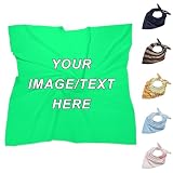 Custom Neck Scarf for Women Men Bandanas Silk Feeling Bandana Personalized Head Hair Scarves 18 Inch Spring-Green