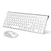 JOYACCESS Tastiera e Mouse Wireless,Slim Compatto Tastiera Wireless con Numerica,2.4Ghz Stabile,Mouse Ergonomico Silenziosa Portatile da 2400 DPI per PC,Computer,Laptop(QWERTY Italiano)-Argento Bianco