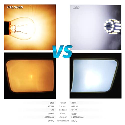 Luyed 12-24V Super Bright Low Power !10 X 650 Lumens 1156 1141 1003 3014 48Smd Led Light Bulb Use For Back Up Reverse Lights,Brake Lights,Tail Lights,Rv Lights White #TOP5