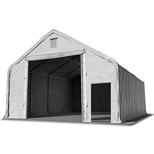 TOOLPORT Lagerzelt 10x20 m/Seitenhöhe 3m Zelthalle Industriezelt feuersichere PRIMEtex PVC Plane 2300 N grau