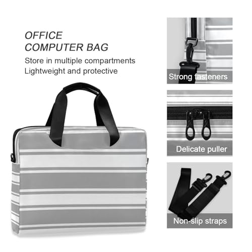 Bolso para laptop gris a rayas para oficina y negocio miniatura 6