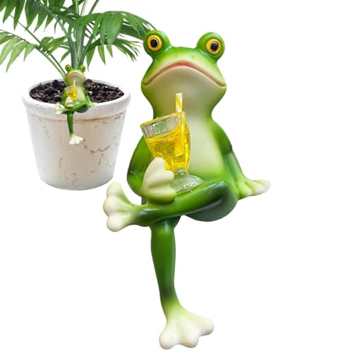 Suspension en résine pour Pot de Fleurs en Forme de Grenouille - Décoration de Jardin créative - Figurine de Grenouille grimpante pour terrasse et Cour