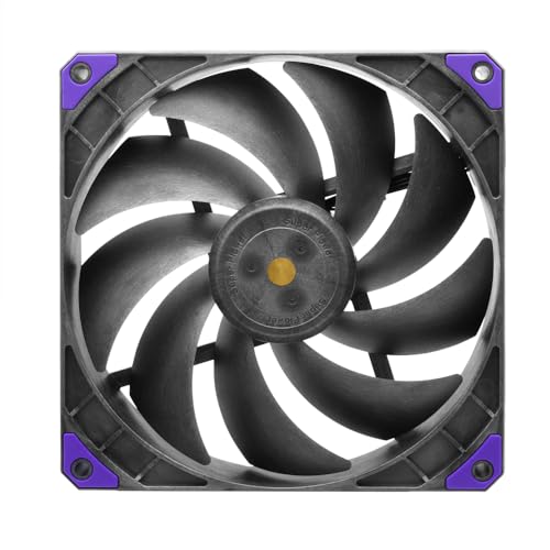 Image of Super Flower MEGACOOL 140mm Fan, 12-Pole Motor, PWM, Black /Grey, Computer Case Fan, Anti-Vibration Mounting Pads, SF-PF141-BK, 30mm Depth