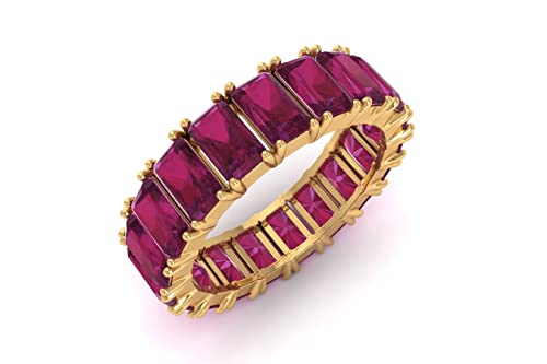 Mirahi By Chordia Jewels Octagon Cut Eternity Band, Women 5X3Mm Ruby Stackable Ring, 14K Yellow Gold Wedding Band Ring #TOP19