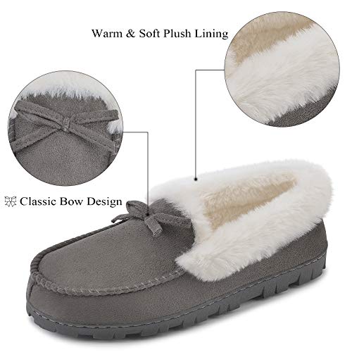 DL Women's Memory Foam Moccasin Slippers Micro Suede with Breathable Faux Fur Lining Slip On House Shoes Micro Indoor & Outdoor3