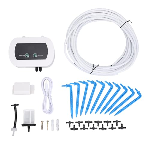 Naroote Kit de Système d'irrigation Goutte à Goutte Intelligent, Arroseur Automatique pour 10 Plantes en Pot, 12 Connecteurs en T, 10 Goutteurs, 1 Filtre, Tuyau de 10 M, Outil avec Débit Minimum de