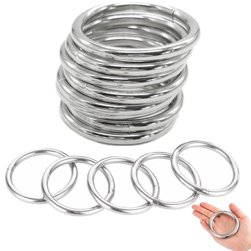 10Pcs Metal O Ring, 304 Stainless Steel Rings Craft O Rings for Macrame,Solid Heavy Duty Multi-Purpose Silver Metal O-Ring for Camping Belt,Dog Leashes, Hardware (30mm*4mm x10Pcs)