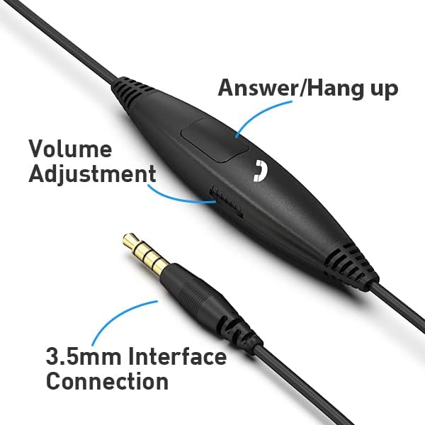 Cell Phone Headset with Microphone Noise Cancelling & Call Controls, Ultra Comfort 3.5mm Computer Headset for iPhone Samsung PC Business Skype Softphone Call Center Office, Clear Chat, Ultra Comfort