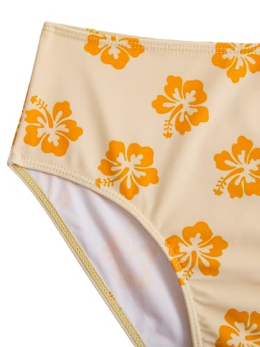 Image of RoseSeek Girl's 2 Piece Cherry Print Swimwear Ruffle Trim Ruched Bathing Suits Cute Swimsuits