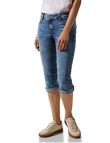 STREET ONE Damen A376645 3/4 Jeanshose, mid Blue Random wash, 30W x 22L