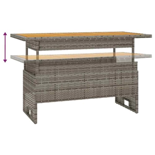 Mesa de jardín de madera maciza de acacia y acero gris 6