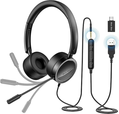 Cuffie USB Con Microfono Per PC, Cancellazione Rumore, Ideali Per Smart Working, Videoconferenze E Gaming