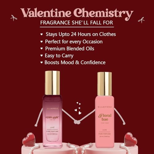 Image of Glamveda Valentine Luxury Perfume Gift Hamper for Women | Floral Bae & Date Night Long Lasting 2x20ml | Valentine Day Gift Set for Her | Floral and Fruity Premium Pure Perfume for Woman