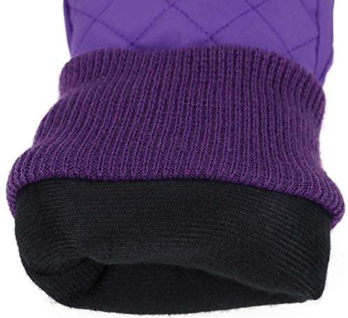 Livingston Girls' Waterproof Long Cuff Snow Gloves Sports Ski Mittens w/, Purple,S