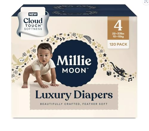 Image of Millie Moon Diapers Sizes 1-6 Luxury Diapers COUCHES DE Luxe (Choose Size) (Size 4-72 Diapers (22lbs-33lbs))