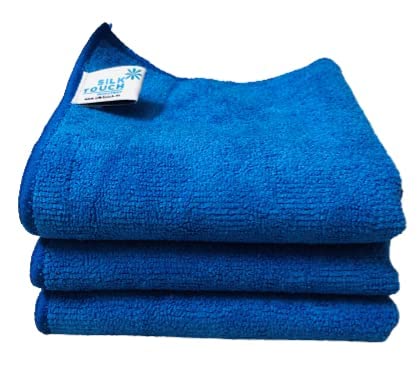 SILK TOUCH Microfiber Cloth - 3pcs - 40x40cms - 350GSM Multi-Blue ...