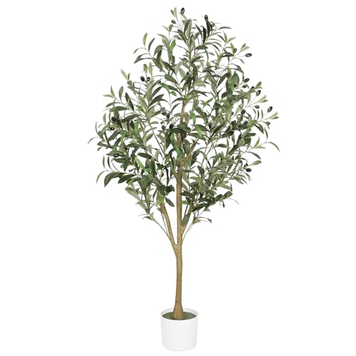 FEELEAD フェイクオリーブの木 【高さ122cm】人工観葉植物 フェイクグリーン 光触媒 消臭 インテリアグリーン おしゃれ 玄関 リビング オフィス 室内用 観葉樹 造花 飾り 本物そっくり 水やり不要 プレゼントにも最適