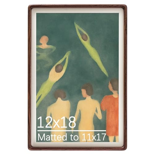 Venegrade 12x18 Solid Walnut Wood Picture Frame with 11x17 Mat Opening