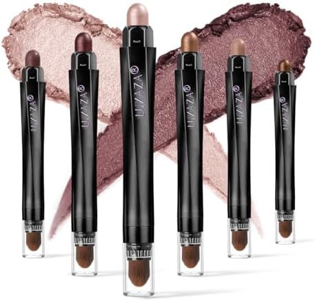 6PCS Cream Eyeshadow Stick Makeup Sets, Metallic And Matte Shimmer Eye Shadow Eye Brightener Stick Pencil Crayon, A05-Wine Red